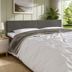 Contemporary Dark Grey LED Headboard with Velvet Finish