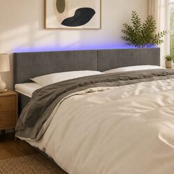 Modern Grey Velvet LED Headboard 200 cm for Bed