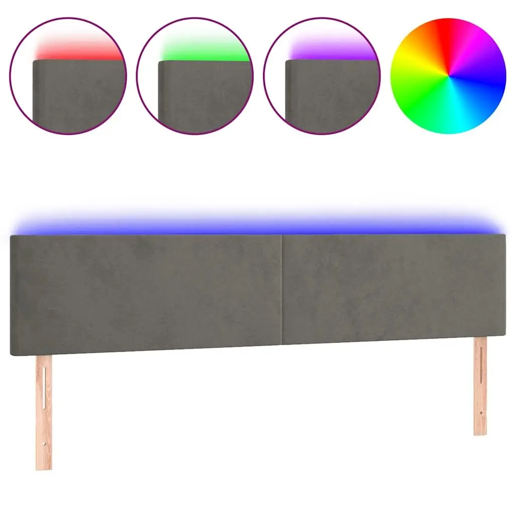 Grey Velvet LED Headboard 200 cm for Bed