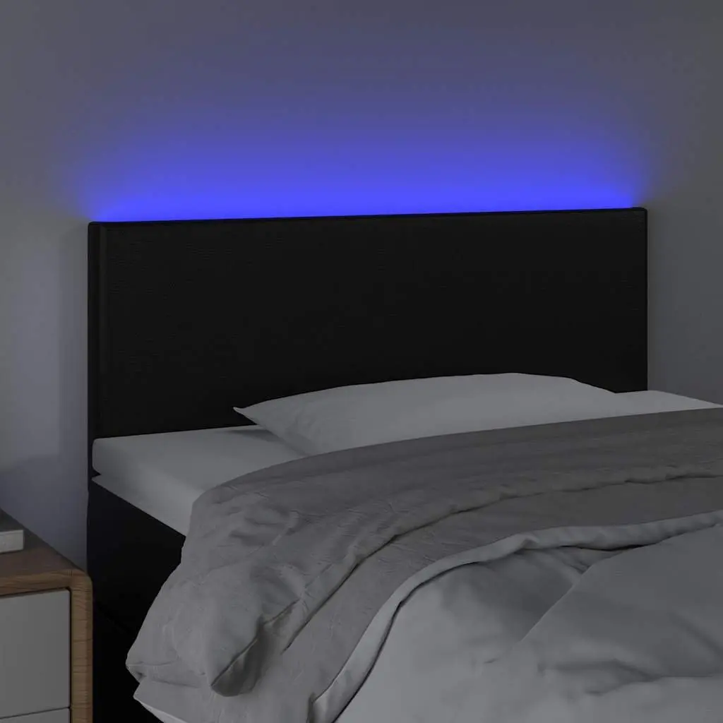 Black Faux Leather LED Headboard 100cm Adjustable Height