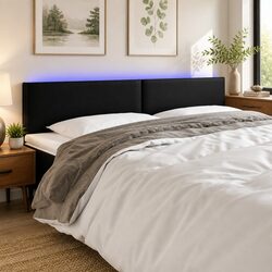 Stylish 160cm Black Faux Leather LED Headboard