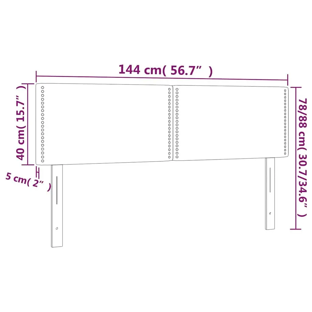 144 cm Dark Grey LED Headboard with Adjustable Height