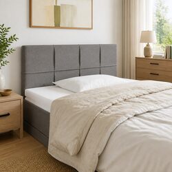 Adjustable Height LED Headboard in Grey Fabric 100cm
