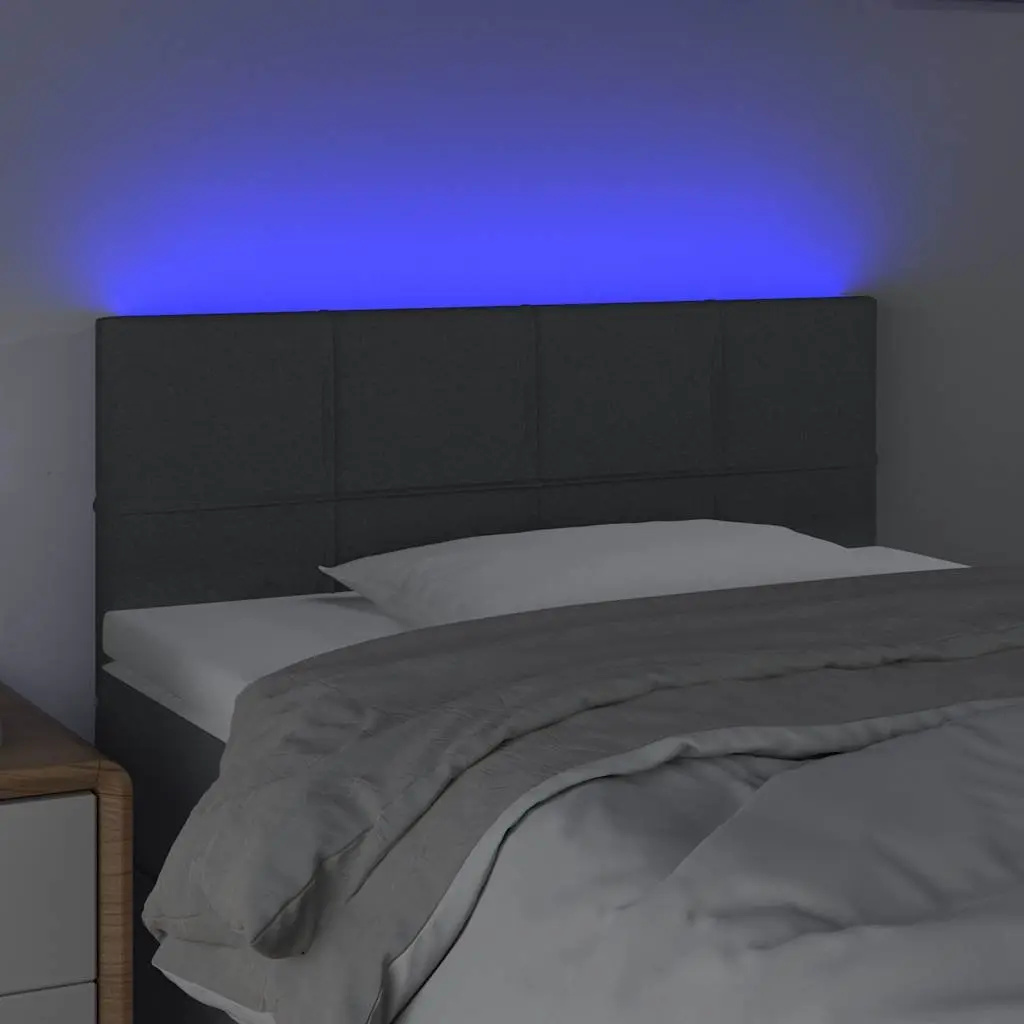 Adjustable Height LED Headboard in Grey Fabric 100cm