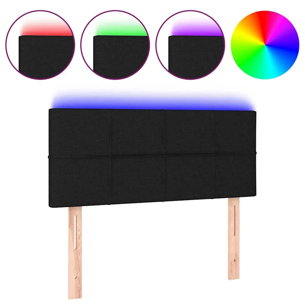 Adjustable Height LED Headboard 100cm Black Fabric