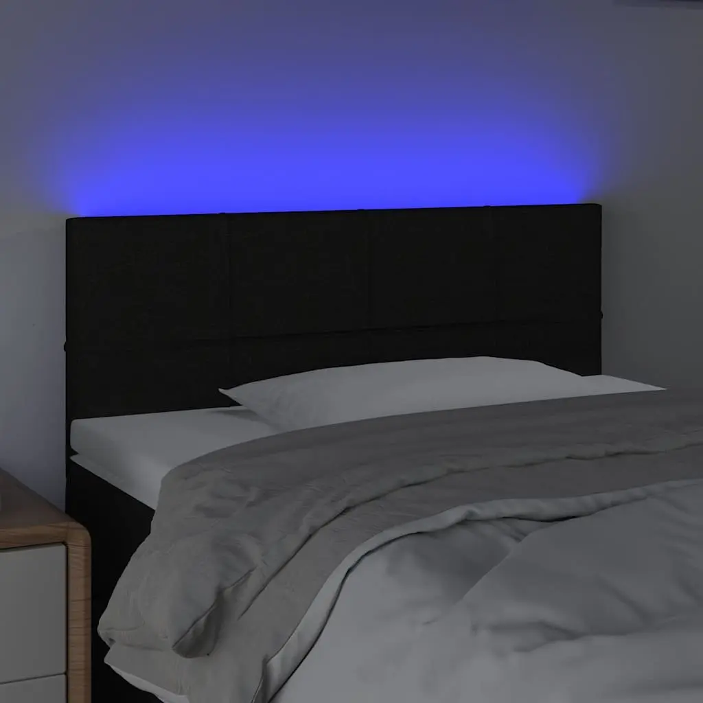 Adjustable Height LED Headboard 100cm Black Fabric