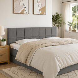 Grey Fabric LED Headboard 144 cm with Adjustable Height