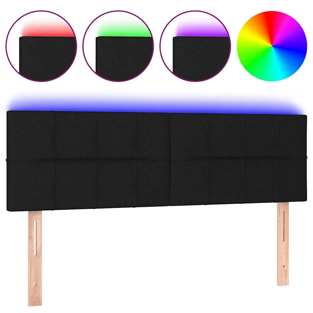 LED Headboard 144cm Black Fabric Adjustable Height