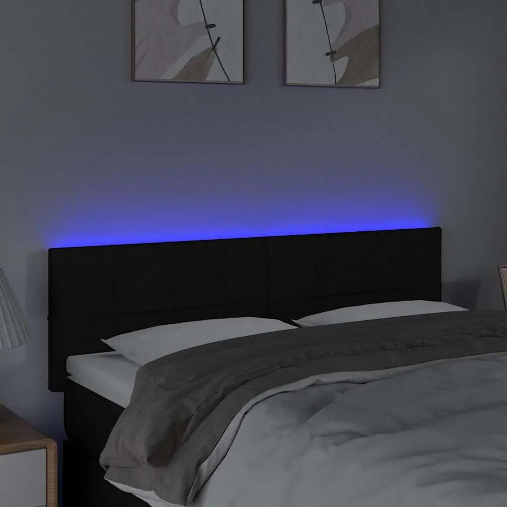 LED Headboard 144cm Black Fabric Adjustable Height