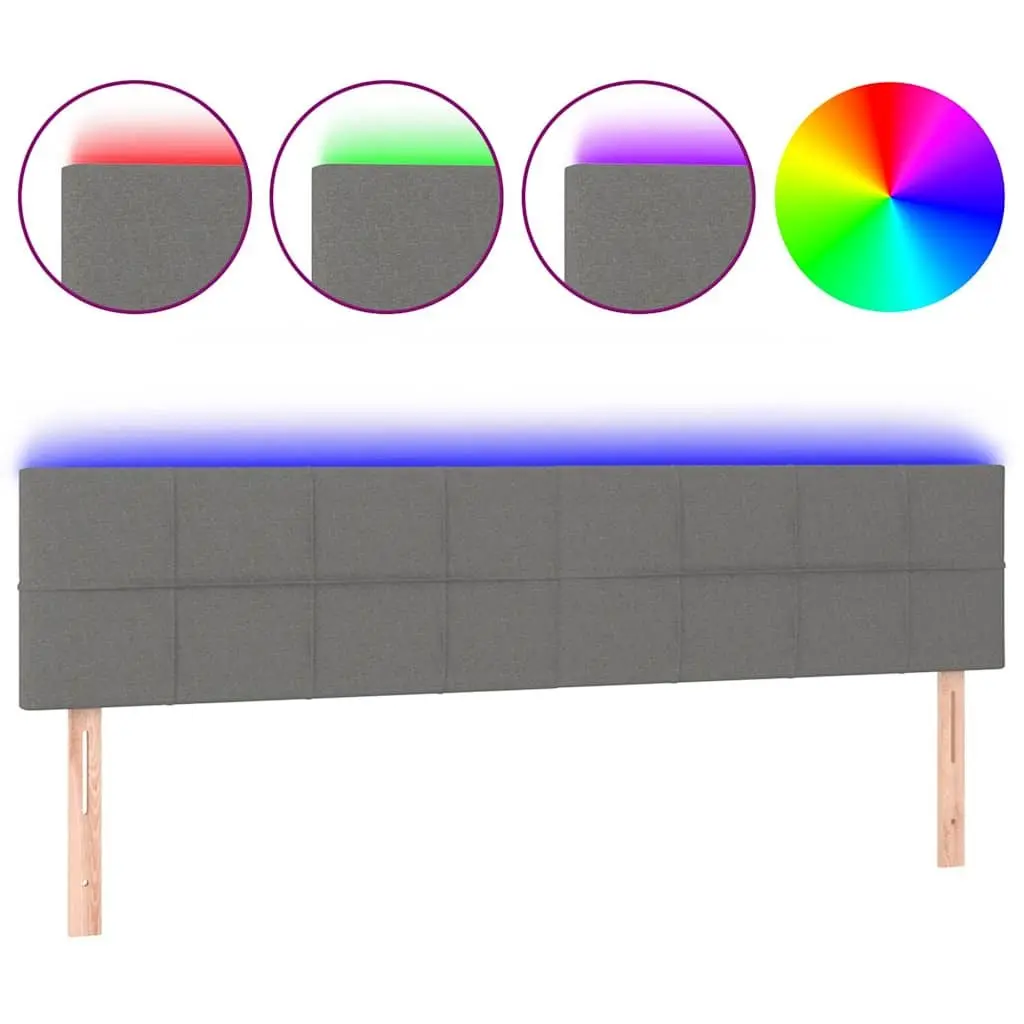 LED Headboard 160cm Grey Fabric with Adjustable Height