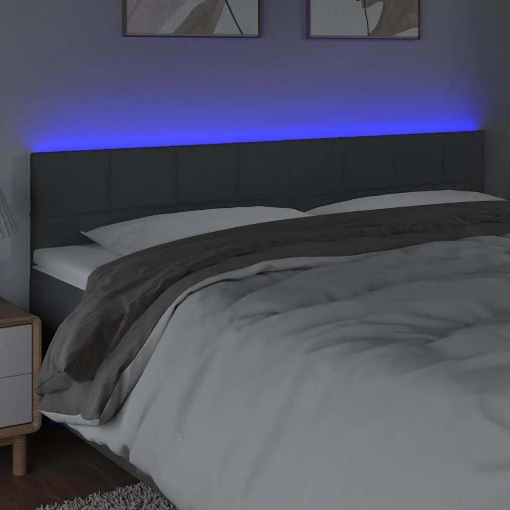 LED Headboard 160cm Grey Fabric with Adjustable Height