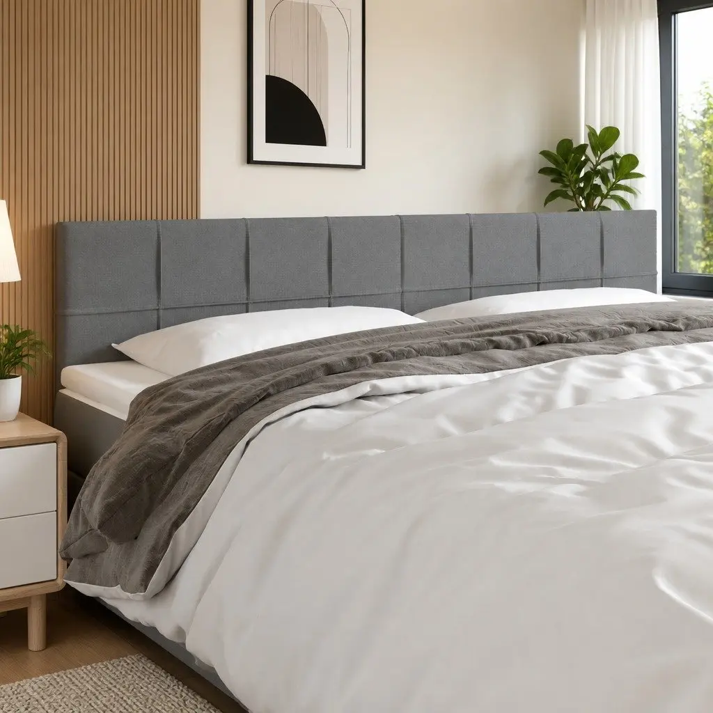 LED Headboard Fabric 200cm Grey Modern Adjustable Height