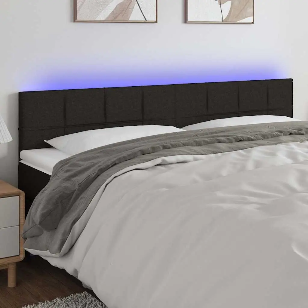 LED Headboard Fabric 200cm Black with Colourful Lights Adjustable