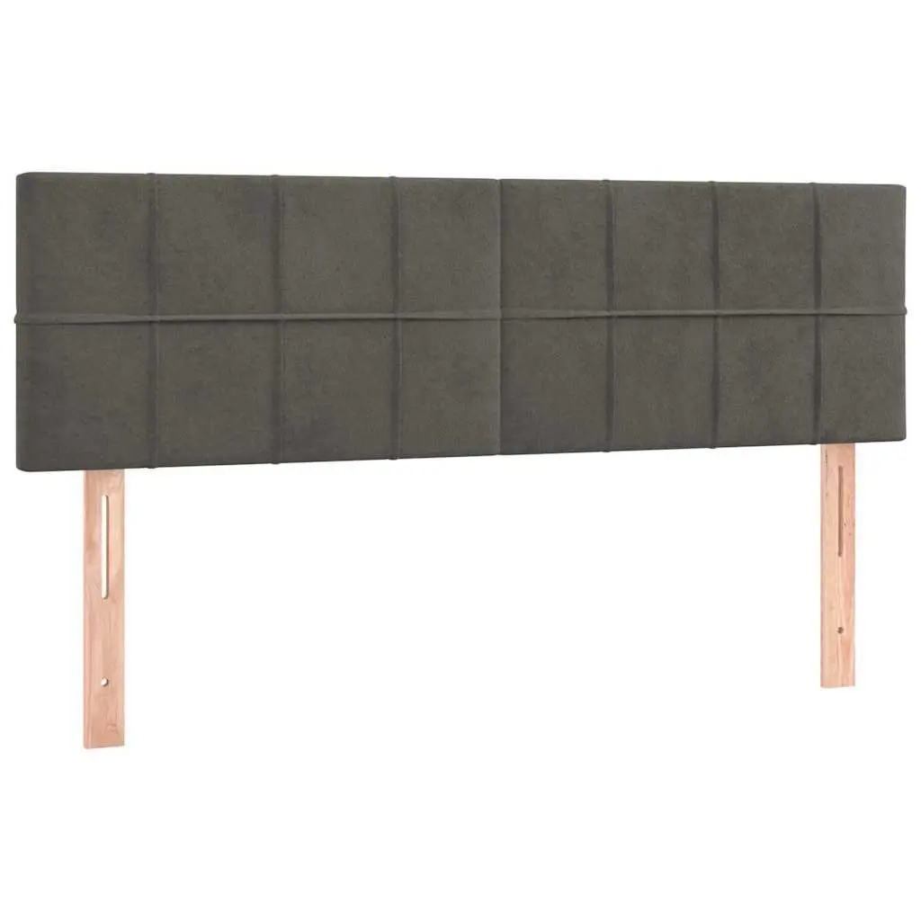Dark Grey LED Headboard 144cm Velvet Bed Support