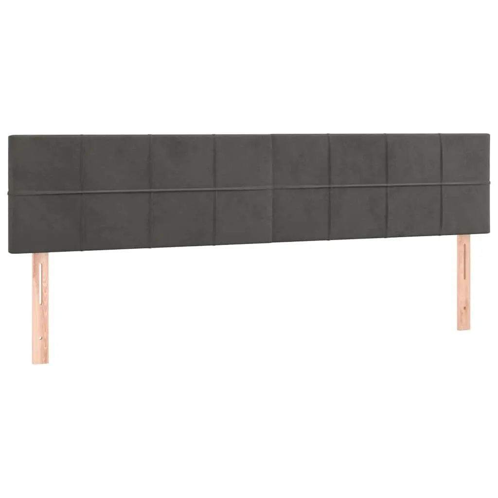 LED Headboard Dark Grey 160cm Velvet Bed Head Modern Bedroom Adjustable Height