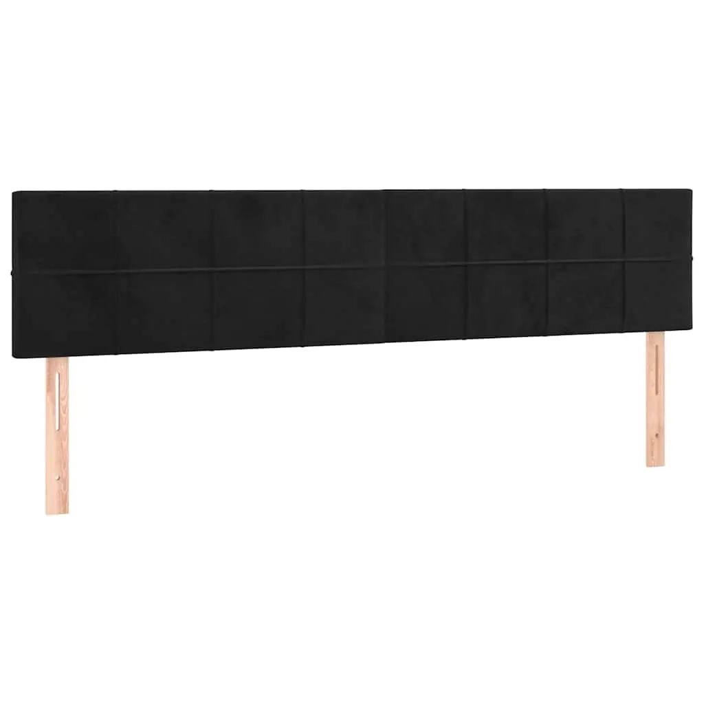 LED Headboard Velvet 160cm Black Modern Upholstered Bed Back Support
