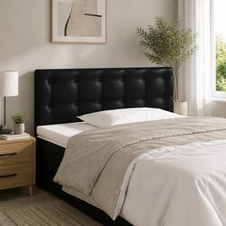 LED Headboard 100cm Black Faux Leather Modern Bedroom Wall Mount Adjustable