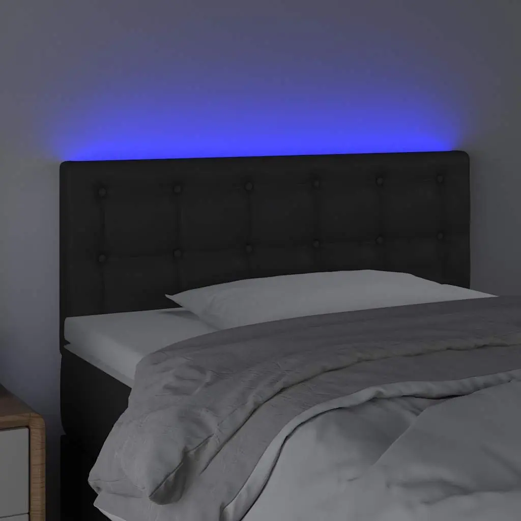 Adjustable Black Faux Leather LED Headboard 100cm
