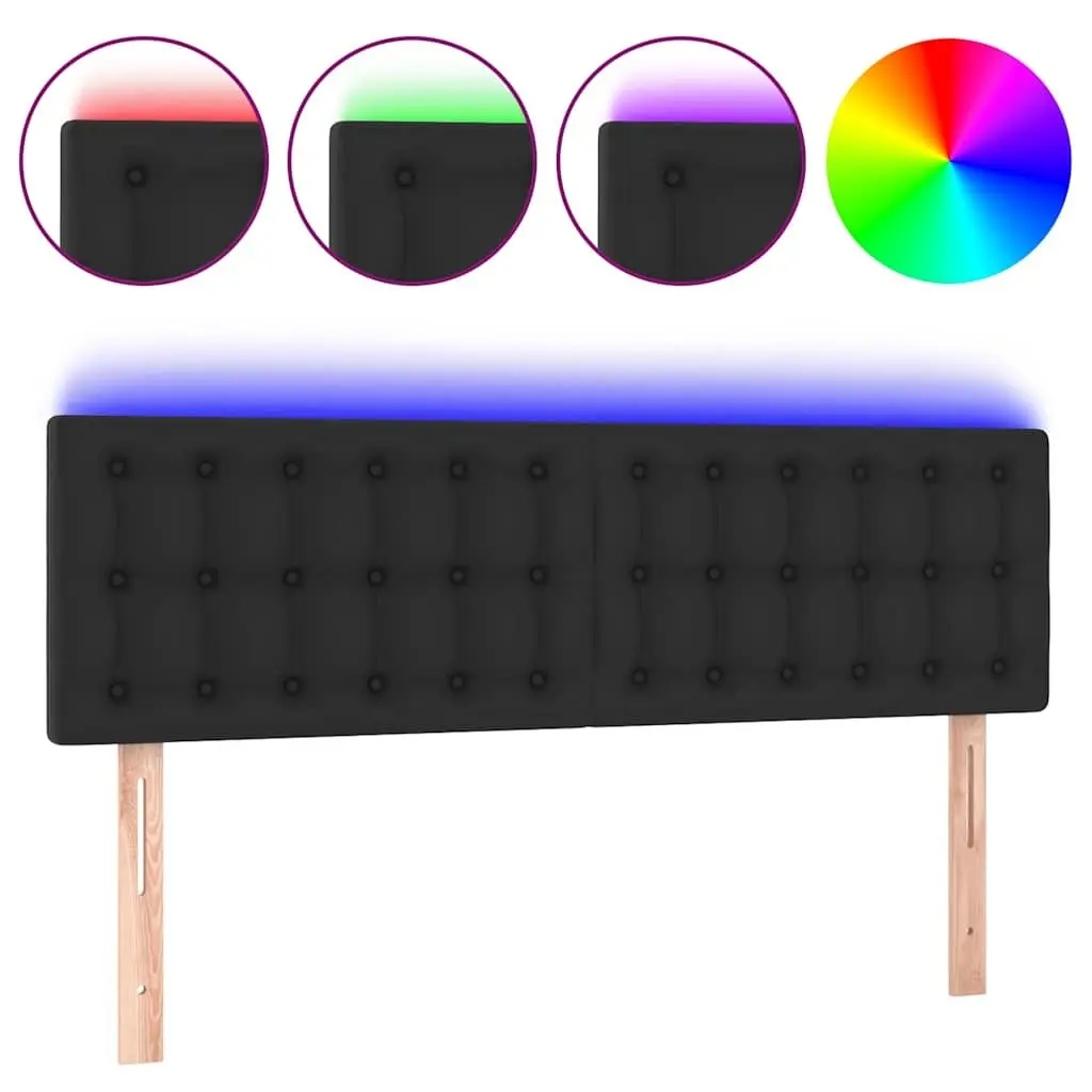 Adjustable Height LED Headboard in Black Faux Leather