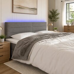 200cm Dark Grey Upholstered LED Headboard for Bedrooms