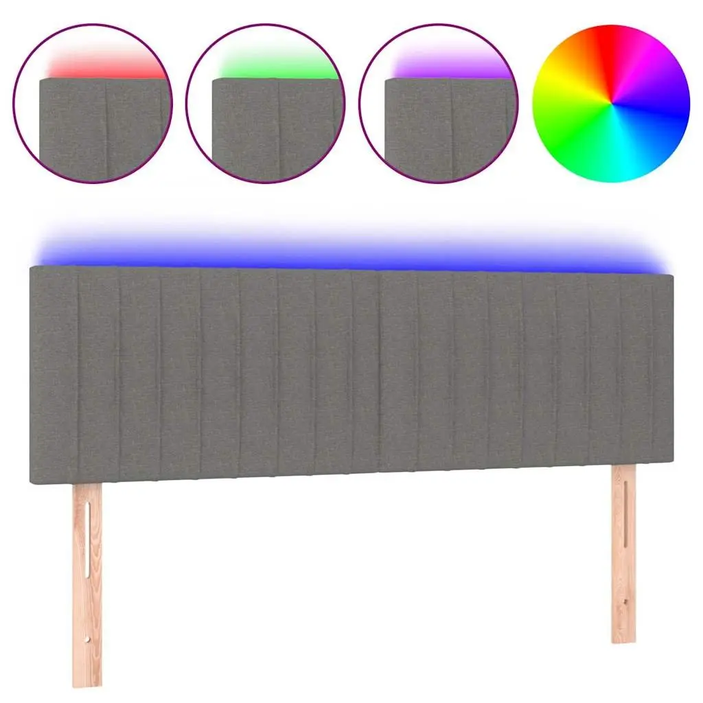 LED Headboard 144cm Dark Grey Fabric Modern Backrest Support
