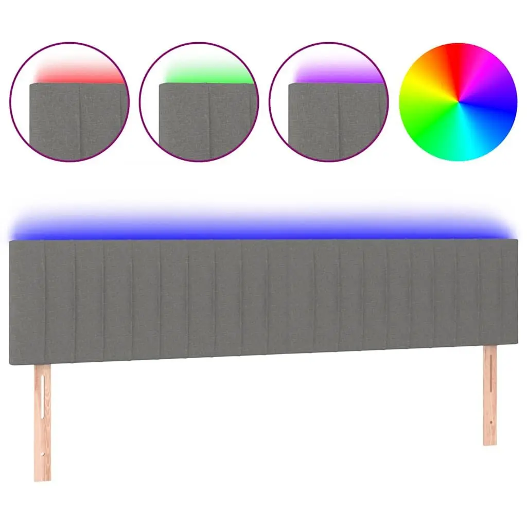 LED Headboard Fabric 160cm Dark Grey Bedroom Wall Mount Adjustable Height