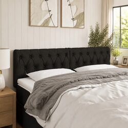 Black LED Headboard with Adjustable Height 144x7x78/88 cm