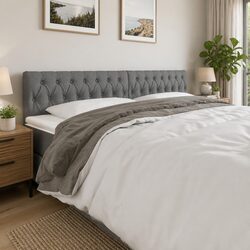 LED Headboard 200cm Grey Fabric Bedroom Wall Mount Modern Adjustable Height