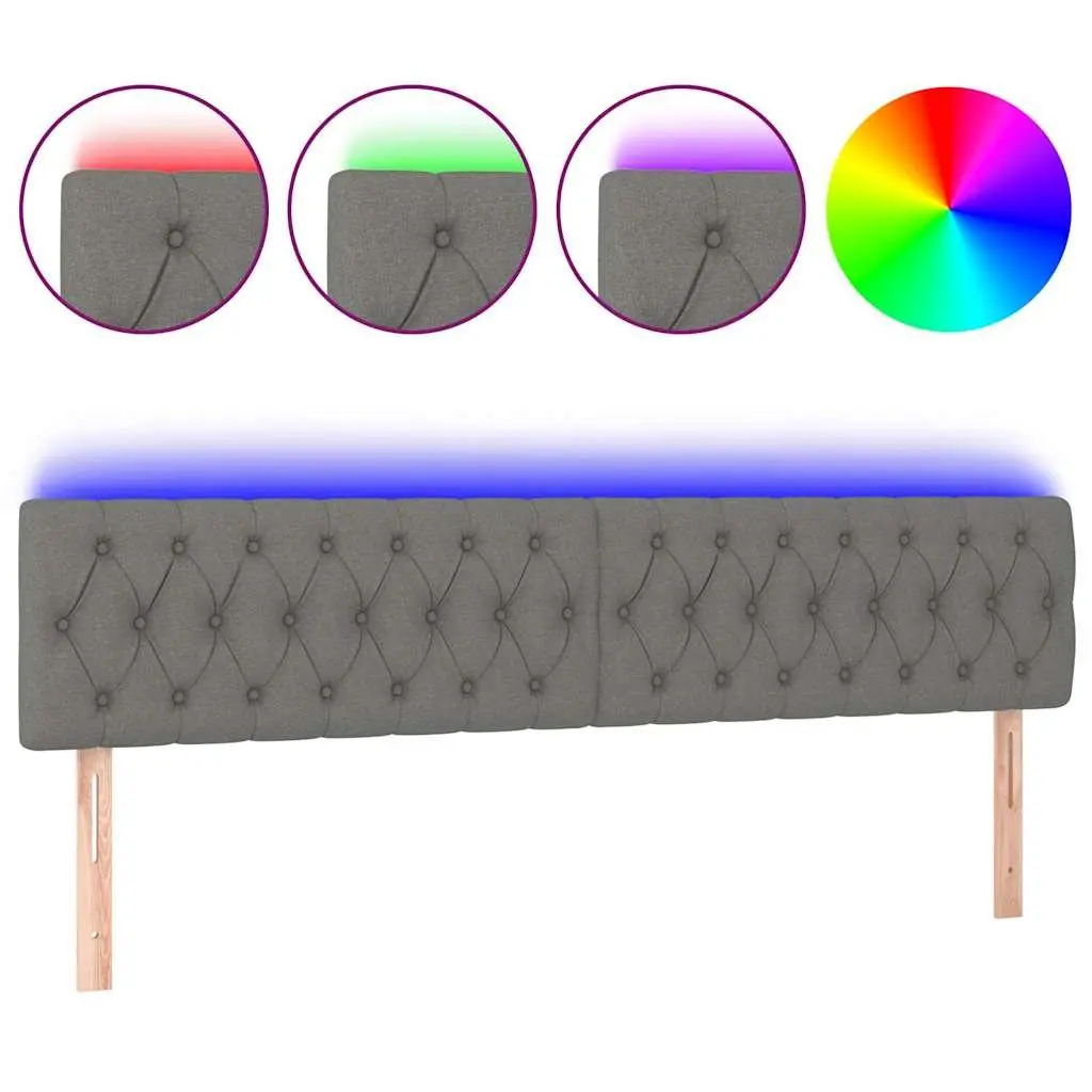 Grey Fabric LED Headboard 200cm Adjustable Height
