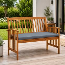 Stylish Acacia Wood Garden Bench with Cushion - 119 cm
