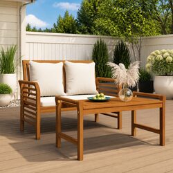 Premium Solid Wood 2-Piece Garden Lounge Set with Cushions