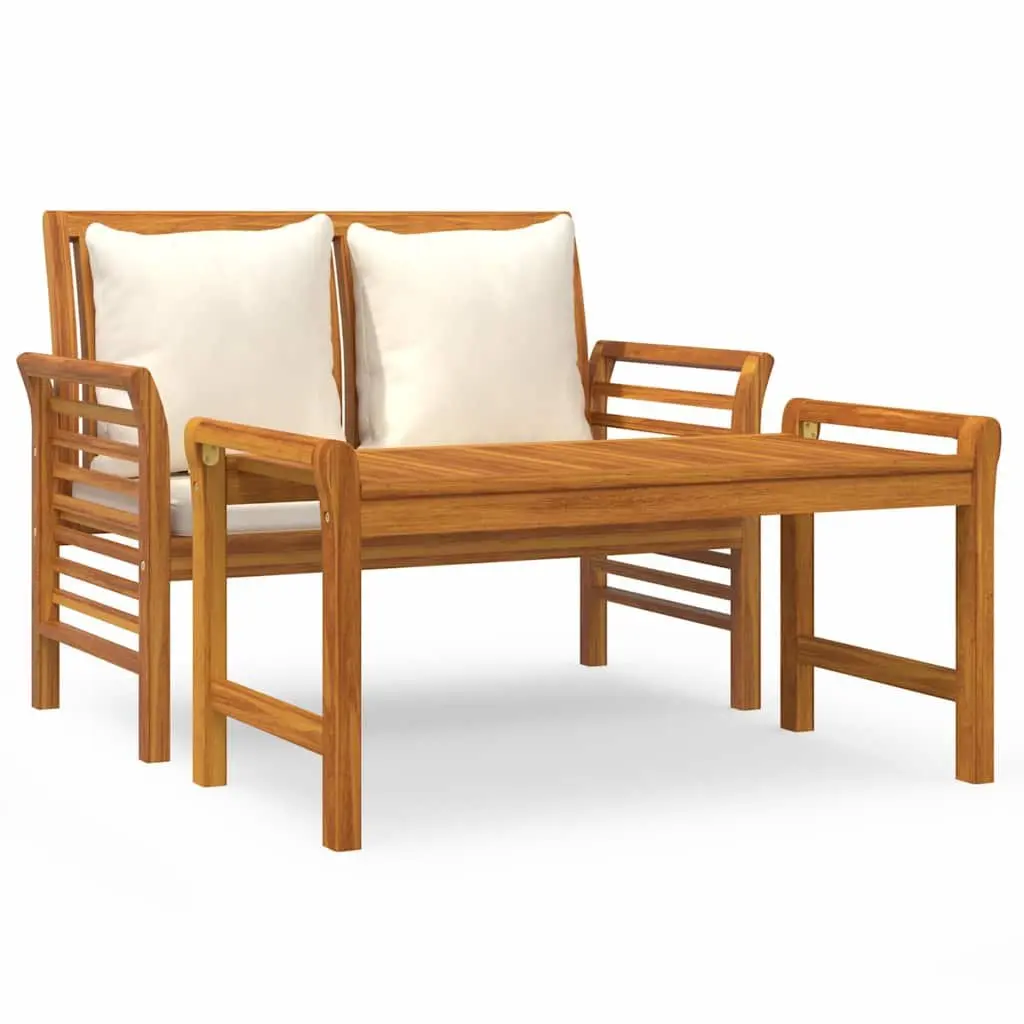 Solid Wood 2-Piece Garden Lounge Set with Cushions
