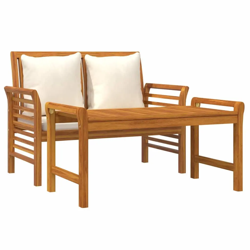 Solid Wood 2-Piece Garden Lounge Set with Cushions