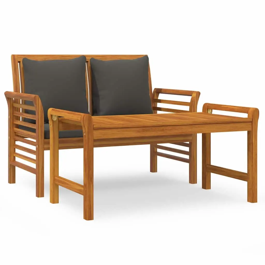 Outdoor 2-Piece Lounge Set with Cushions, Solid Wood