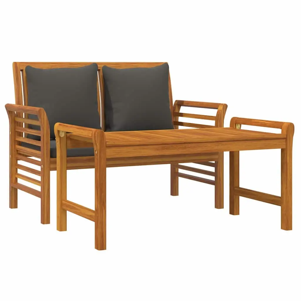 Outdoor 2-Piece Lounge Set with Cushions, Solid Wood