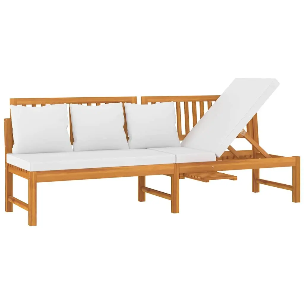 Wooden Day Bed Acacia 200x60x75 cm Brown with Cream Cushion