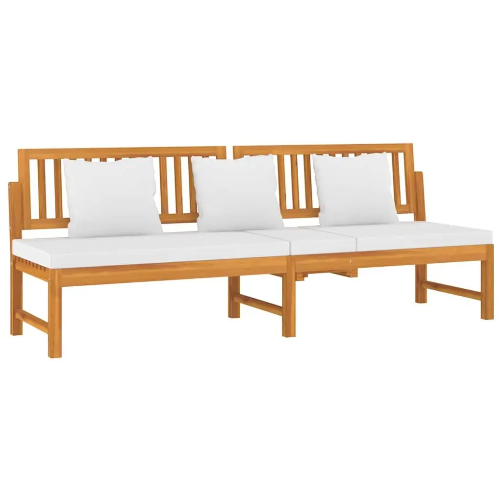 Wooden Day Bed Acacia 200x60x75 cm Brown with Cream Cushion