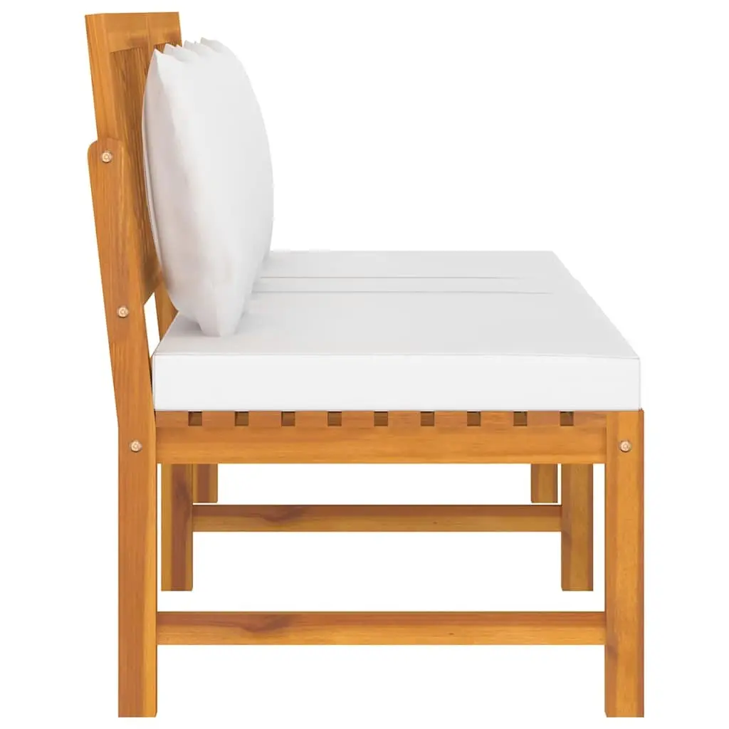 Wooden Day Bed Acacia 200x60x75 cm Brown with Cream Cushion
