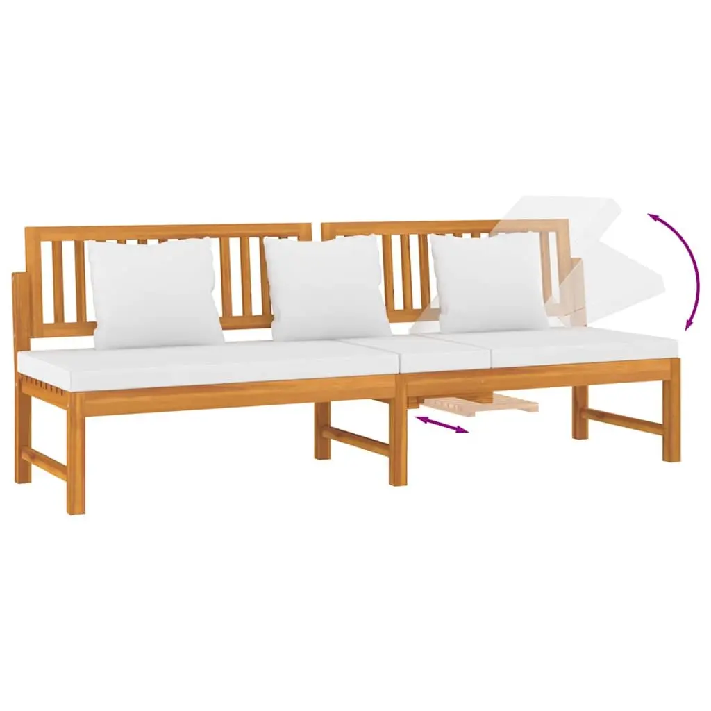 Wooden Day Bed Acacia 200x60x75 cm Brown with Cream Cushion