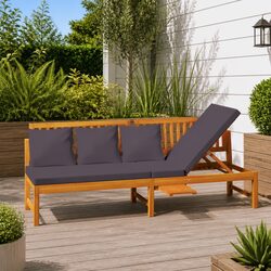 Wooden Outdoor Day Bed with Grey Cushions