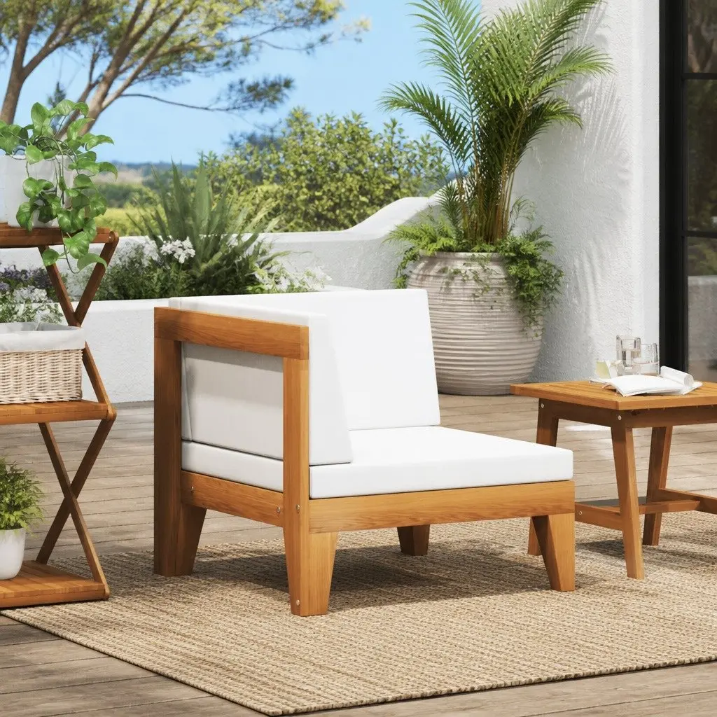 Outdoor Sectional Corner Sofa with White Cushions
