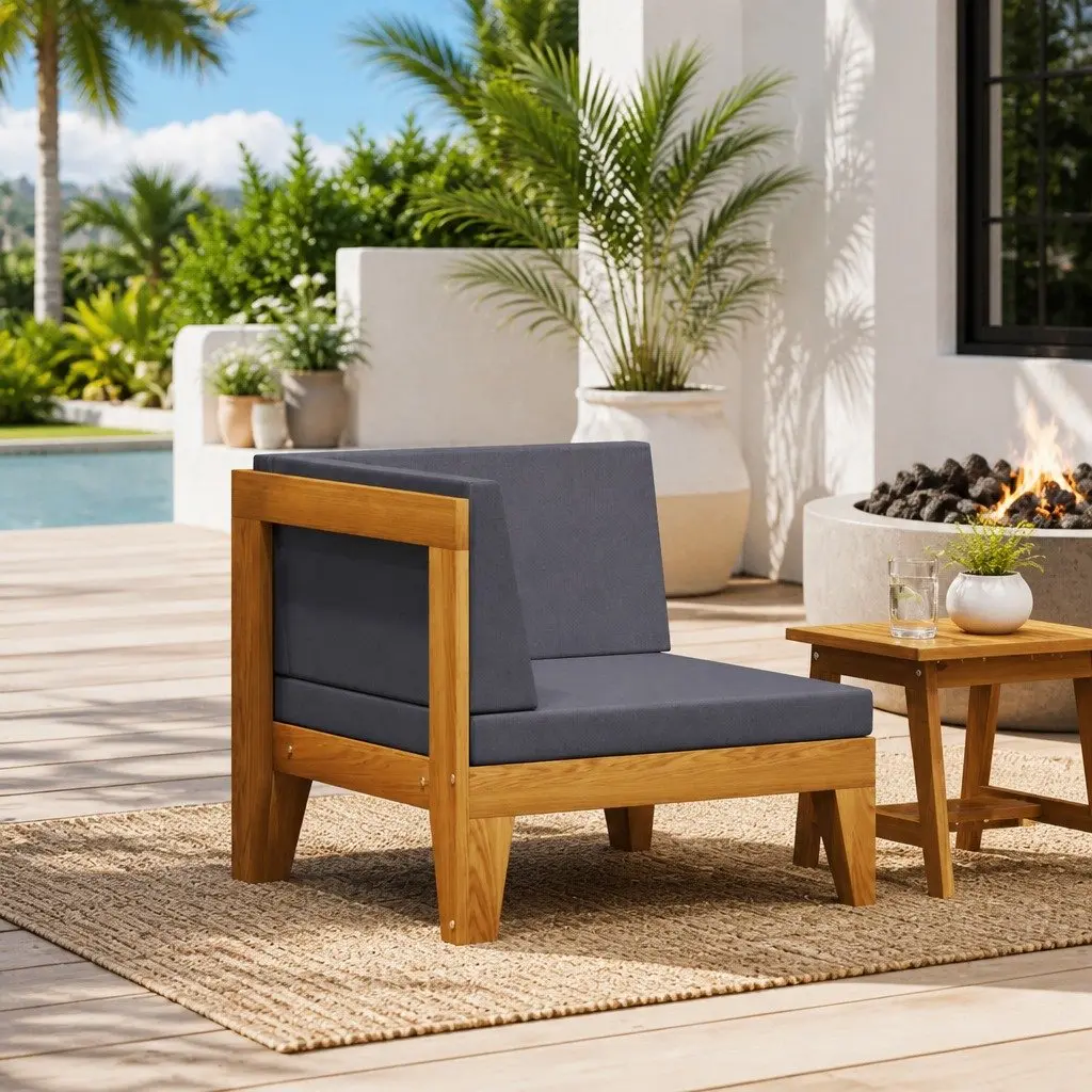Outdoor Corner Sofa with Grey Cushions for Relaxation