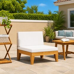 Sturdy Outdoor Middle Seat with White Cushions