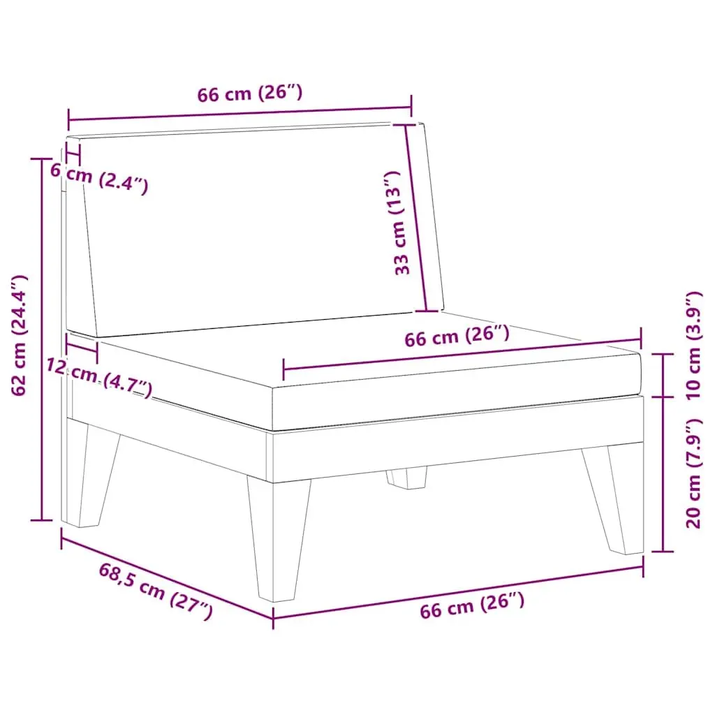 Grey Cushioned Middle Sofa for Outdoor Spaces