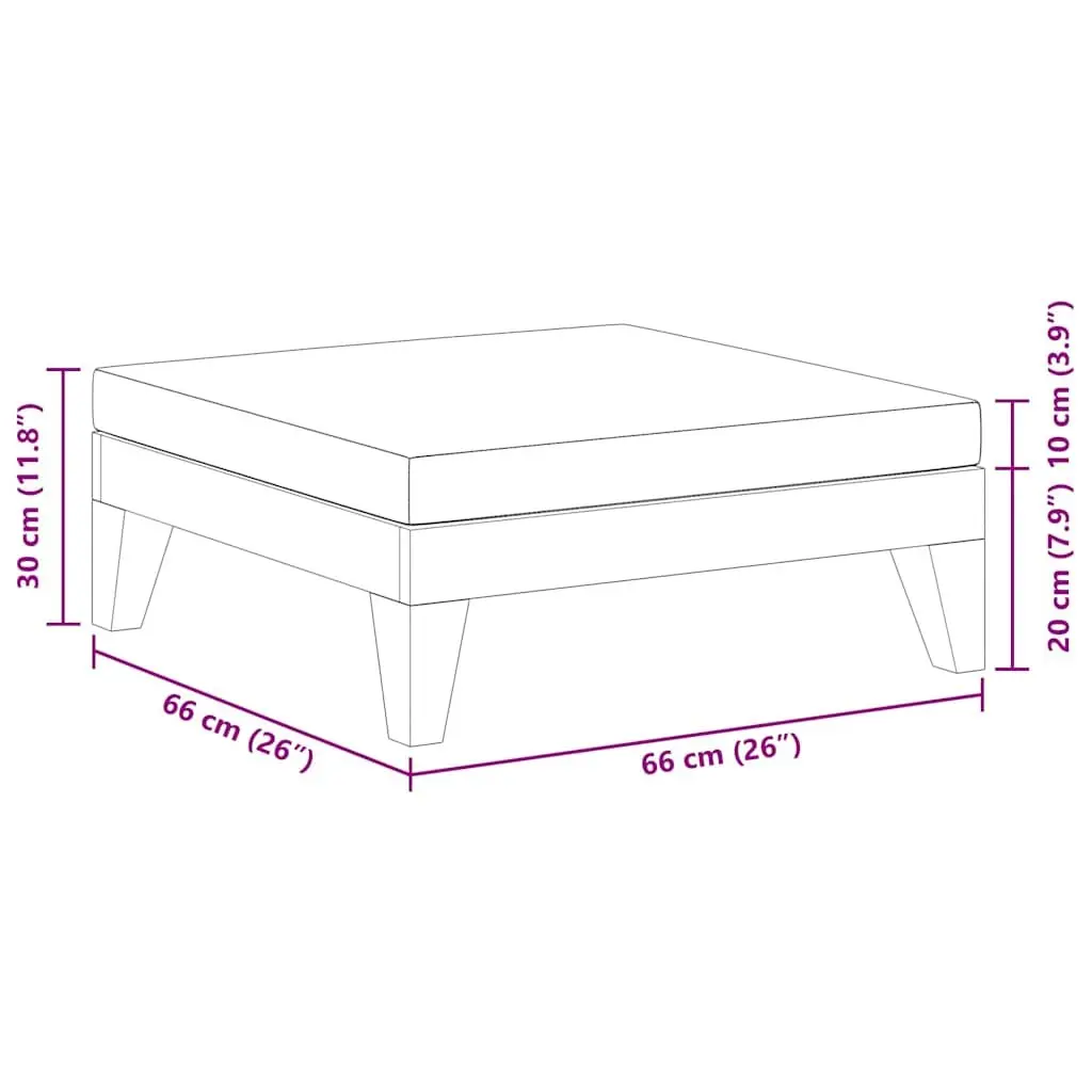 Solid Wood Outdoor Ottoman with Cushion for Relaxation