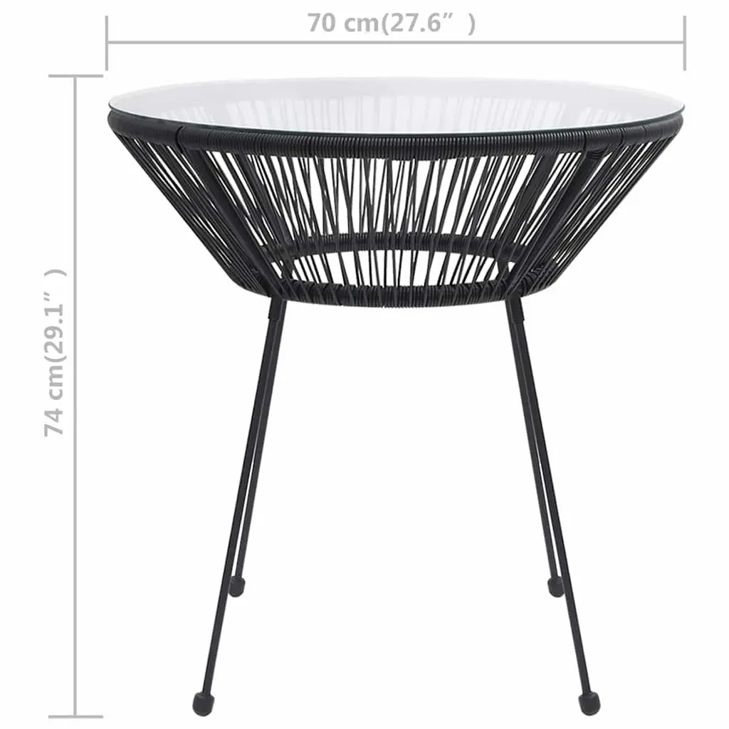 Round Black Rattan Garden Dining Table