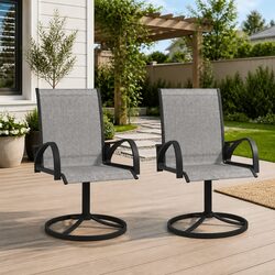 Garden Swivel Chairs Set of 2 in Steel Grey