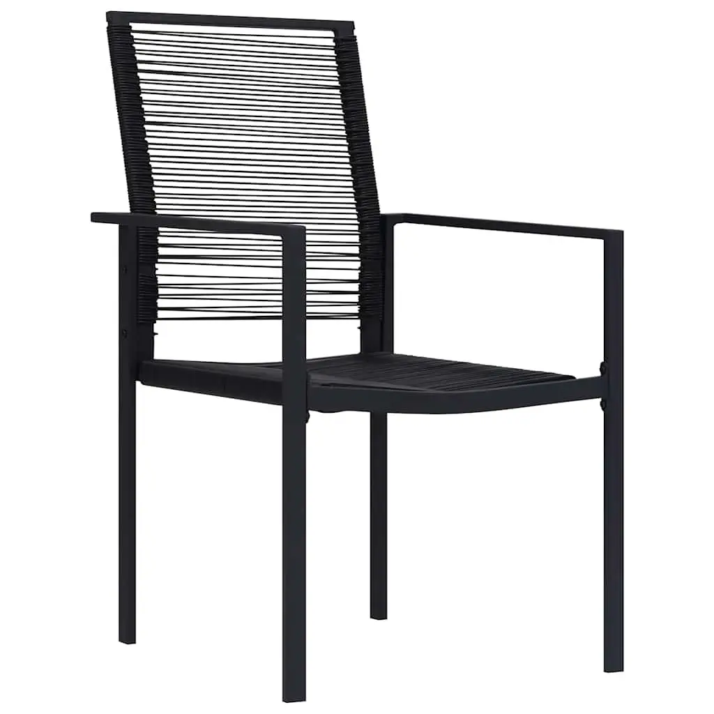Garden Chairs PVC Rattan Steel Frame Black 2 Piece Set