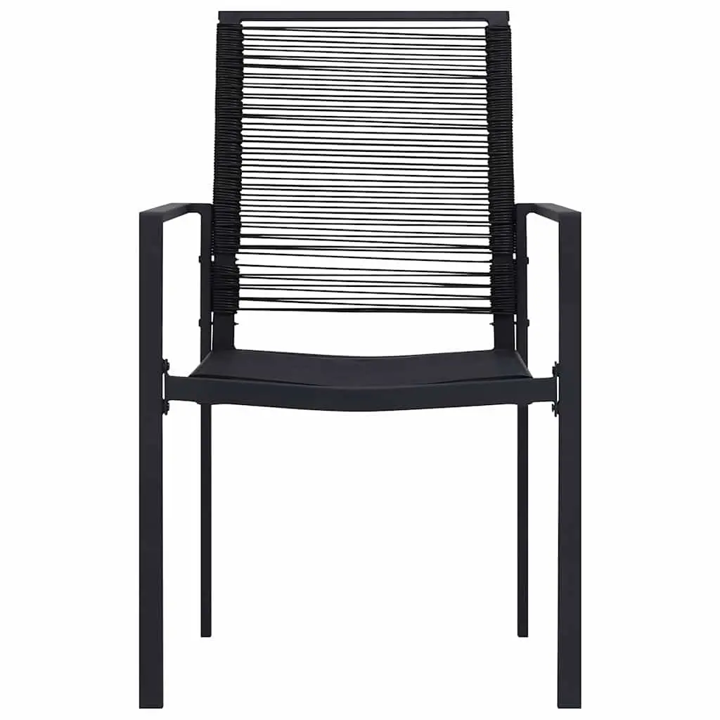 Garden Chairs PVC Rattan Steel Frame Black 2 Piece Set