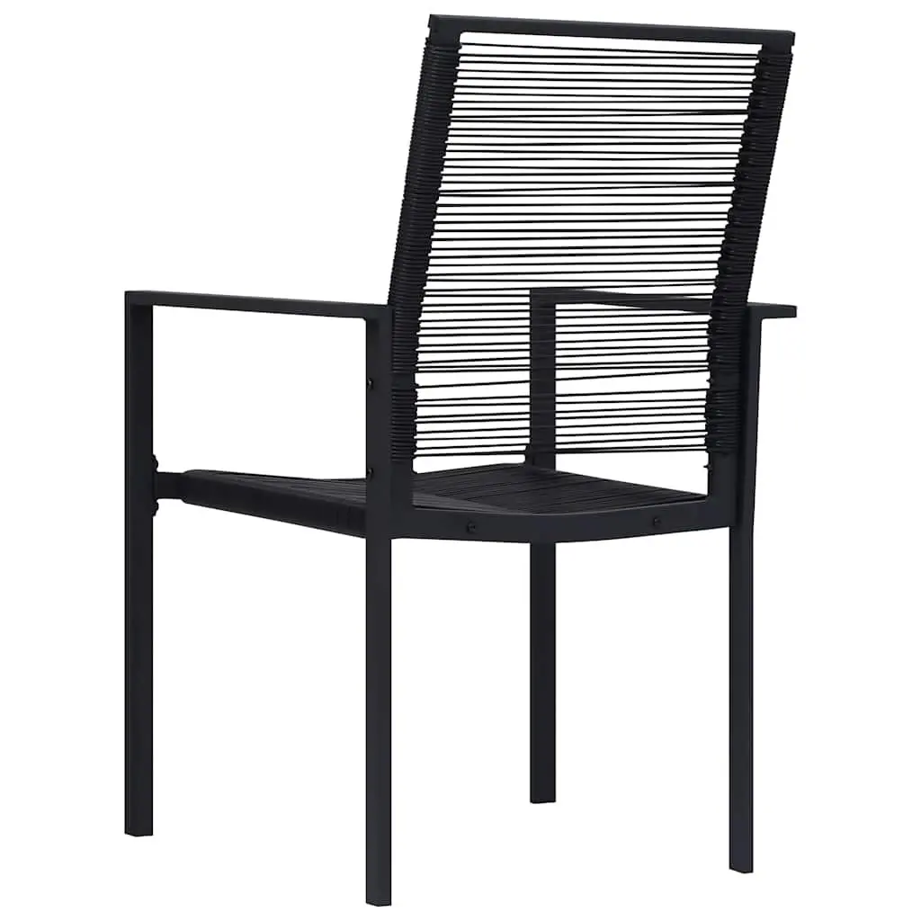Garden Chairs PVC Rattan Steel Frame Black 2 Piece Set